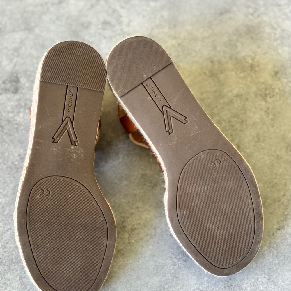 Vionic Wedge Espadrille Sandals in Brown and Cream - Women - Picture 2 of 3
